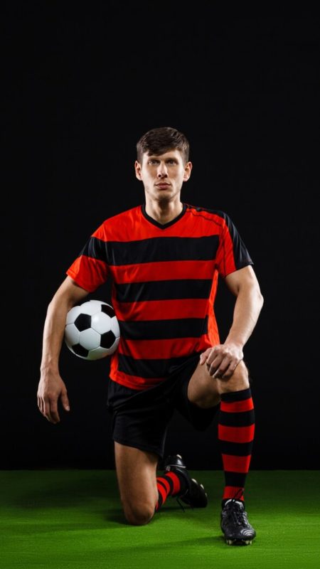 jogador-de-futebol-com-bola-em-pe-no-joelho-jogar-futebol_176420-16453